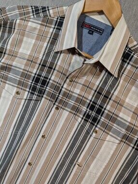 Roper Pearl Snap Striped Western Shirt Men's LT Grey Brown White